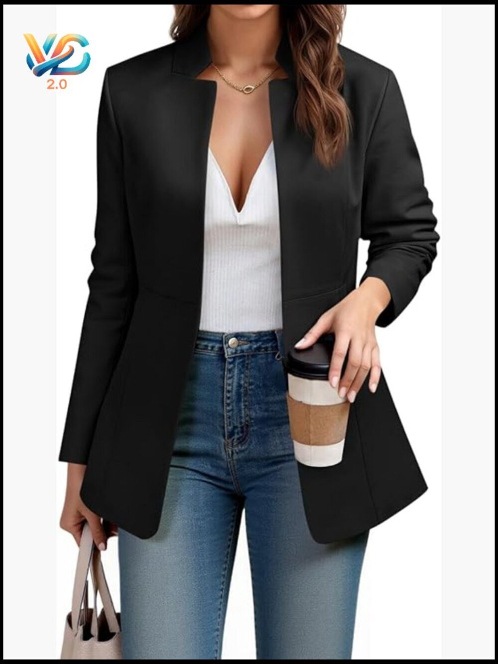 Women's Business Casual Blazer Long Sleeve Open Front Notch Collar Jacket